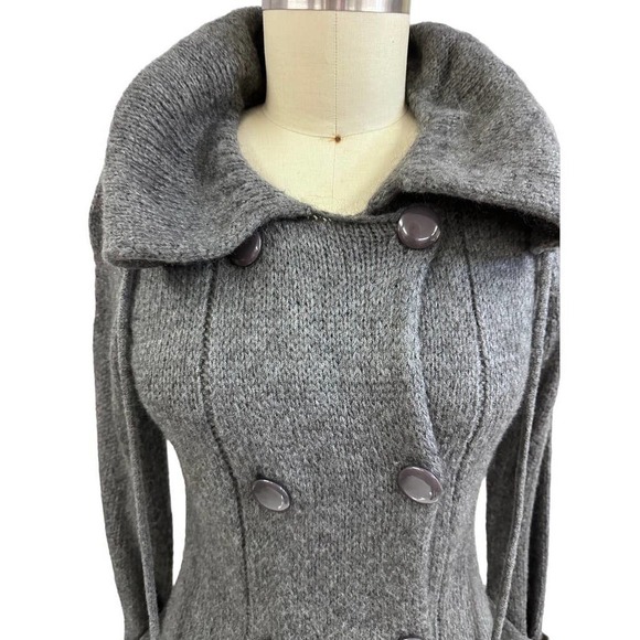 Cartise grey Mohair Blend cowl neck Long Cardigan sweater SZ L - Picture 2 of 6